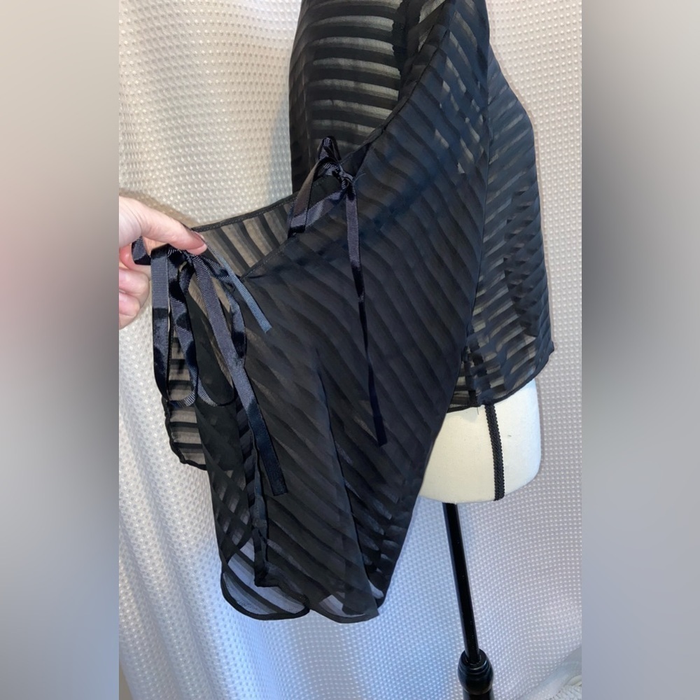 Women’s BEDO semi sheer black long flared open‎ sleeves cover up Top size S/M - Picture 6 of 9